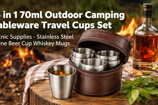 4 in 1 Stainless Steel Travel Cups Set (70ml): The Perfect Camping and Picnic Tableware Companion