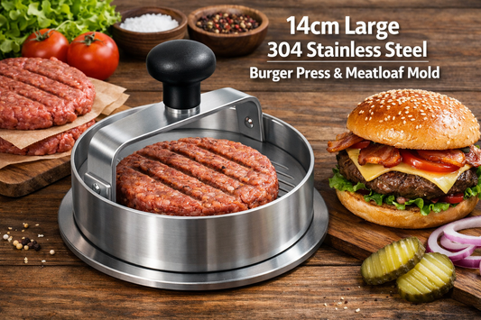 Ultimate Culinary Mastery: The 14cm Big 304 Stainless Steel Burger Press Kitchen Meatloaf Mold
