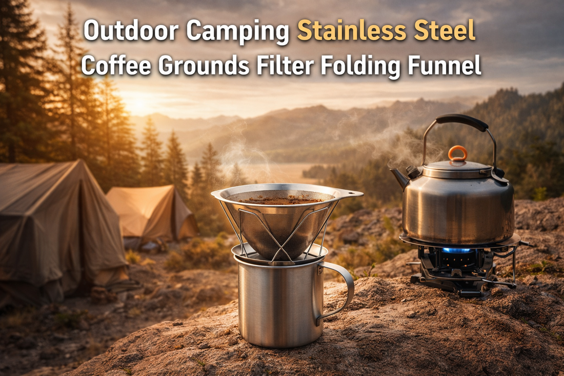 Outdoor Camping Stainless Steel Coffee Grounds Filter Folding Funnel: Brew Fresh Coffee Anywhere