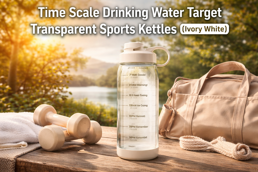 Stay Hydrated and Motivated with the Time Scale Drinking Water Target Sports Kettle in Ivory White