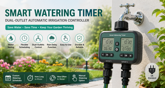 Smart Watering Timer Dual-Outlet Automatic Irrigation Controller (UK Standard)