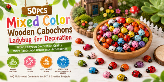 50pcs Mixed Color Wooden Cabochons Ladybug for Decoration