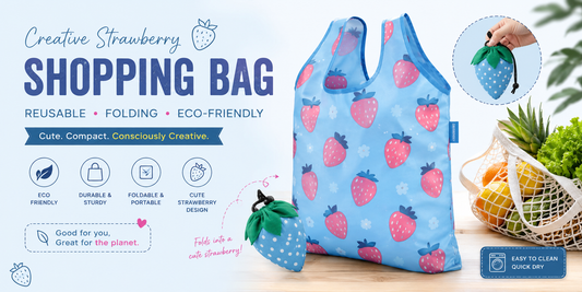 Creative Strawberry Shopping Reusable Folding Reusable Grocery Shopping Bag