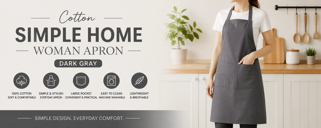 Cotton Simple Home woman apron in Dark Gray
