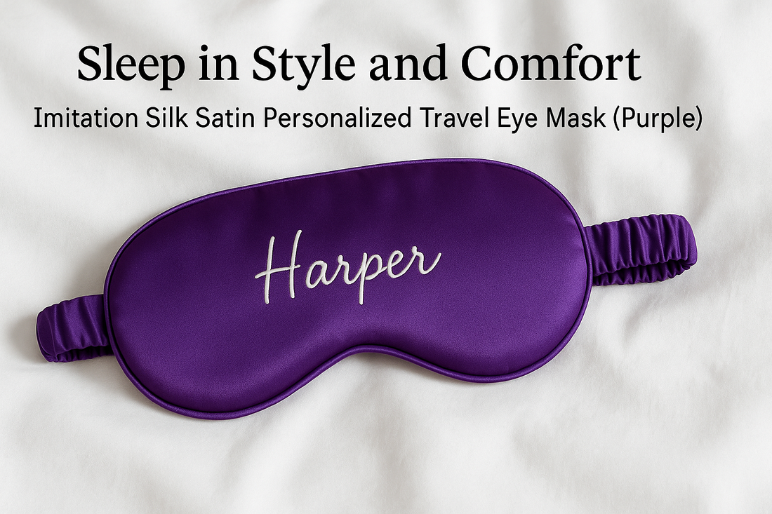 Sleep in Style and Comfort Imitation Silk Satin Personalized Travel Eye Mask (Purple)