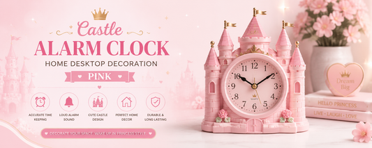 Castle Alarm Clock Home Desktop Decoration in Pink