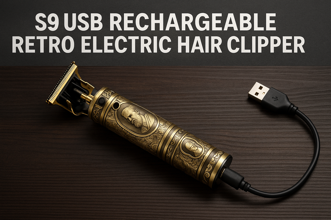 S9 USB Rechargeable Retro Electric Hair Clipper (Gold): A Unique Composition of Old World Style and Modern Precision