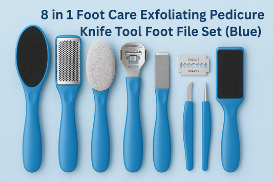 8-in-1 Foot Care Exfoliation Pedicure Knife Tools Set (Blue)—Your Complete Equipment for Achieving Smooth, Healthy, and Beautiful Feet in the Home