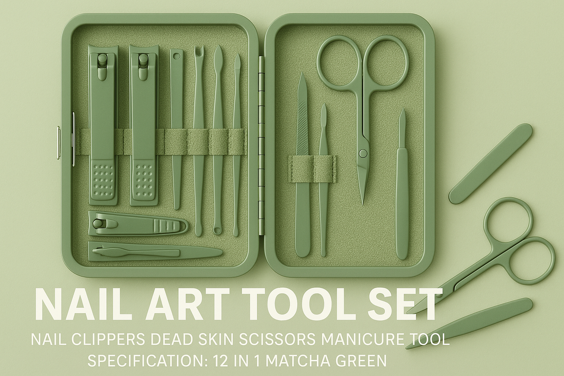 Elevate Your Self-Care Game With The 12-In-1 Matcha Green Nail Art Tool Set: Your Go-to For Flawless Nails Anytime, Anywhere
