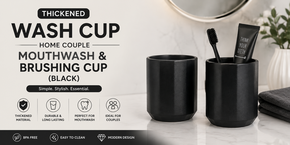Upgrade Your Bathroom Routine with a Stylish Thickened Black Mouthwash Cup