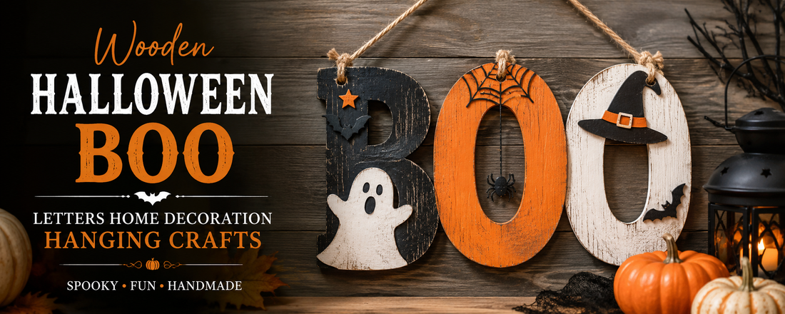 Wooden Halloween BOO Letters, Home Decoration Hanging Crafts
