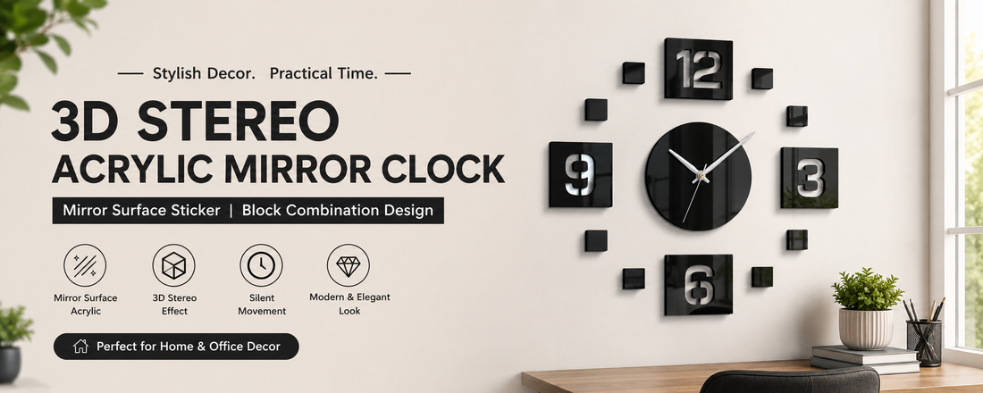 Modern Elegance Meets Function: Transform Your Space with a 3D Acrylic Mirror Wall Clock