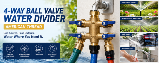 Garden Watering Agricultural Irrigation Family Car Wash Faucet Copper 4-Way Ball Valve Water Divider