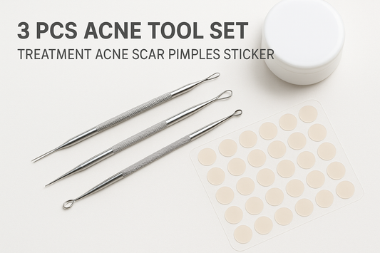 Complete Acne Care Solution: a three-piece professional stainless steel pimple extractor tool set