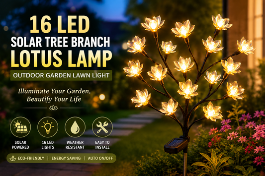 Transform Your Garden with the Elegant 16 LED Solar Tree Branch Lotus Lamp