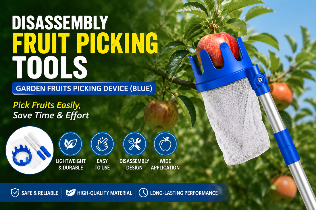 Efficient Fruit Harvesting With The Disassembly Fruit Picking Tools , Garden Fruits Picking Device In Vibrant Blue