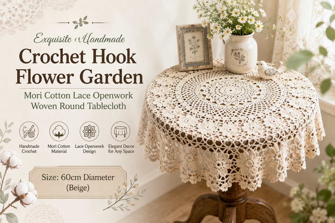 Discover The Charm Of Our Exquisite Handmade Crochet Hook Flower Garden Mori Cotton Lace Openwork Woven Round Tablecloth