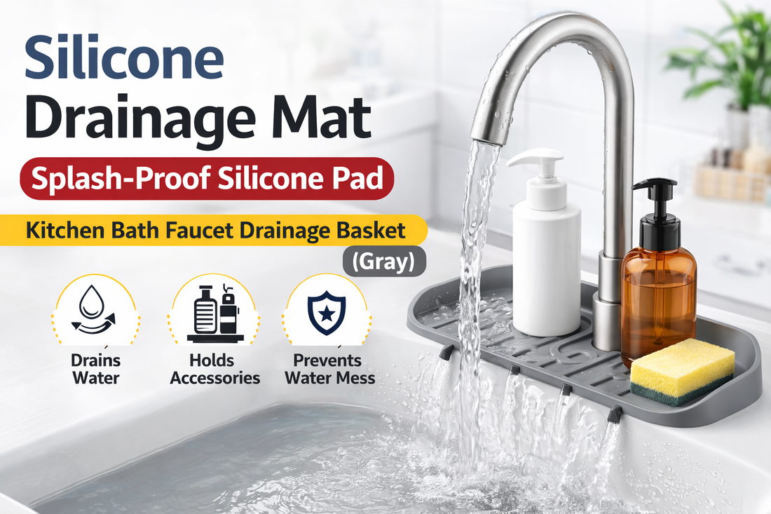 Silicone Faucet Drainage Mat (Gray): Keep Your Kitchen and Bathroom Sink Area Dry and Organized