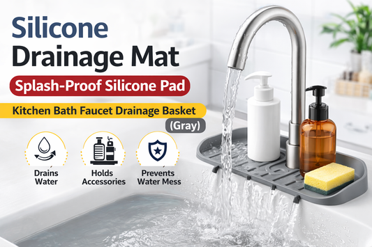 Silicone Faucet Drainage Mat (Gray): Keep Your Kitchen and Bathroom Sink Area Dry and Organized