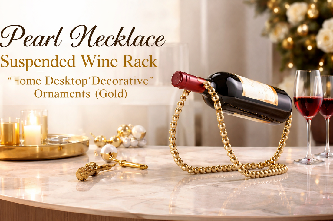 Pearl Necklace Suspended Wine Rack (Gold): A Stylish Floating Wine Display for Modern Homes