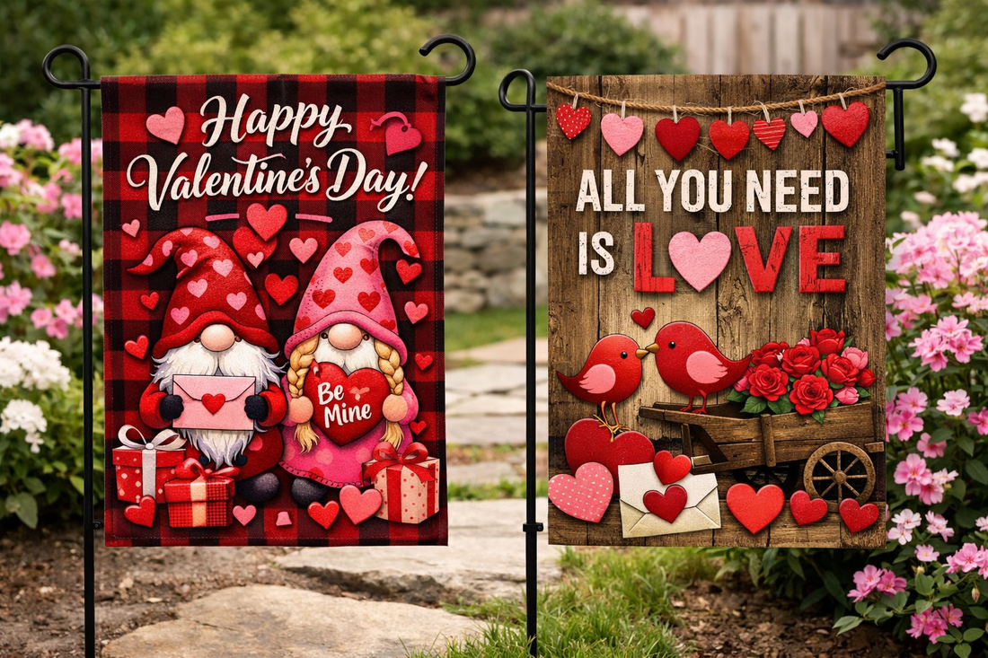 Transform Your Outdoor Space with the Vibrant 2 PCS Valentine Day Garden Flag Festive Atmosphere Garden Banner