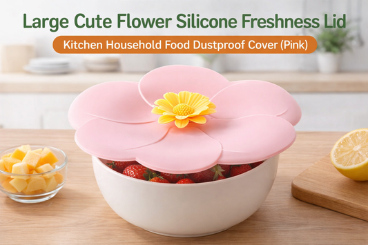 Protect Your Food in Style with the Large Flower Silicone Freshness Lid (Pink)