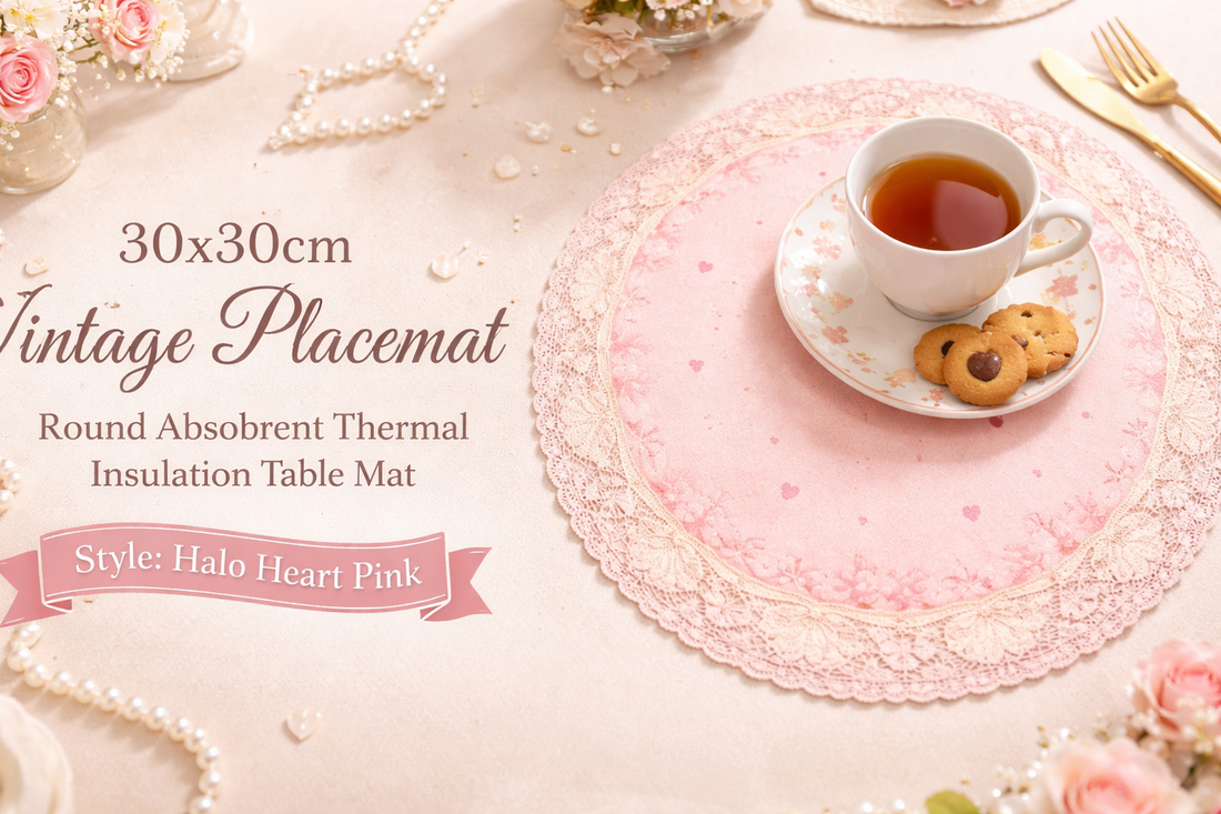 Enhance Your Dining Table with the 30x30cm Vintage Halo Heart Pink Placemat