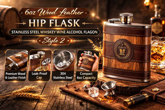 Classic Style on the Go: 6oz Wood Leather Hip Flask (Style 2) Complete Guide