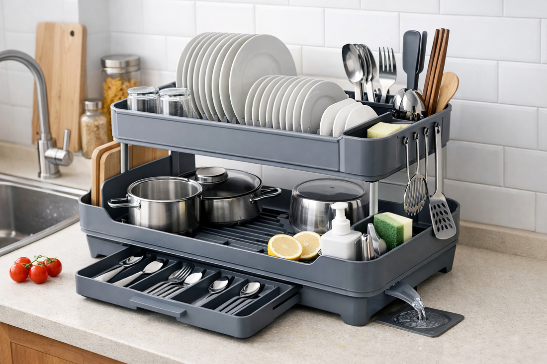 Maximize Kitchen Efficiency with the Tableware Storage Drain Dish Rack Multi-Function Utensil Rack