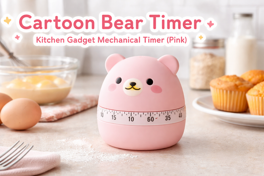 Cartoon Bear Mechanical Kitchen Timer (Pink): Cute Design with Powerful Precision