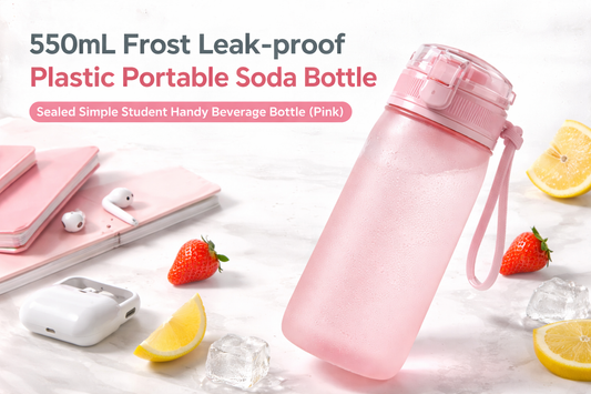 550mL Frost Leak-Proof Plastic Portable Soda Bottle (Pink): The Ultimate Stylish and Spill-Free Hydration Companion for Students and Everyday Use