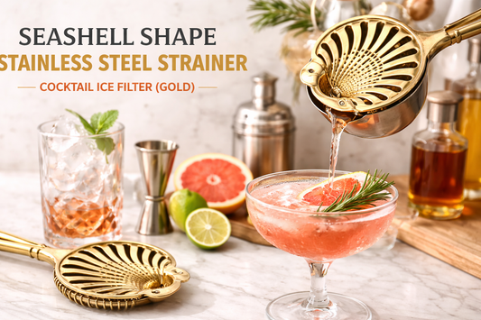 Seashell Shape Stainless Steel Cocktail Strainer (Gold): A Stylish Tool for Perfect Drinks