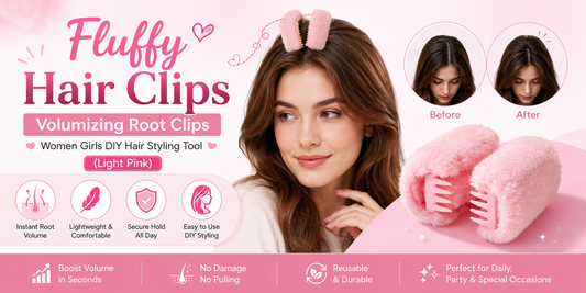 Light Pink Fluffy Hair Clips for Women and Girls – Reusable Root Volumizing Styling Accessories