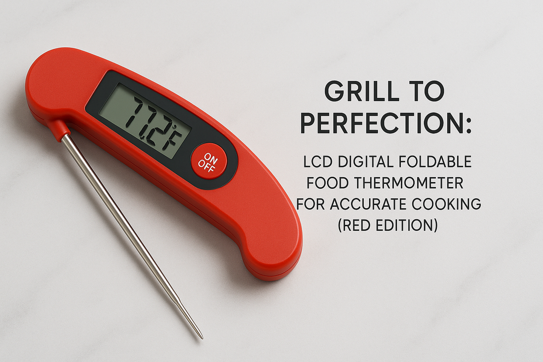 Grill to Perfection: LCD Digital Foldable Food Thermometer for Accurate Cooking (Red Edition)