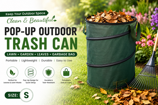 Keep Your Garden Spotless with the Portable Pop-Up Outdoor Trash Can for Leaves & Lawn Waste