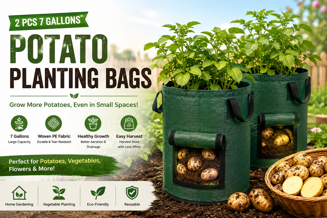 Grow Fresh Potatoes Easily with 7 Gallon PE Planting Bags for Your Home Garden