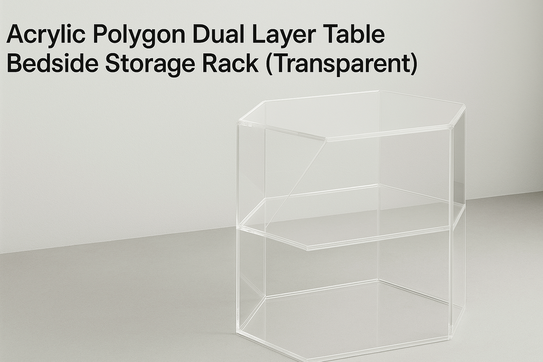 Luxury Clear Acrylic Geometric Dual-Layer Storage Rack-Multi-Use Polygon Design Shelf for Home or Office, Bathing Area, or Bedroom Multi-Organization Lure-Its Modern Appeal