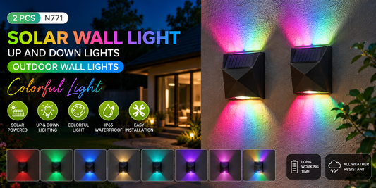 Transform Your Garden Ambiance with 2 PCS N771 Colorful Solar Wall Lights