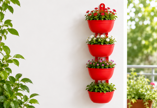 Brighten Your Vertical Garden With the Red PP Wall Hanging Stackable Flower Pot