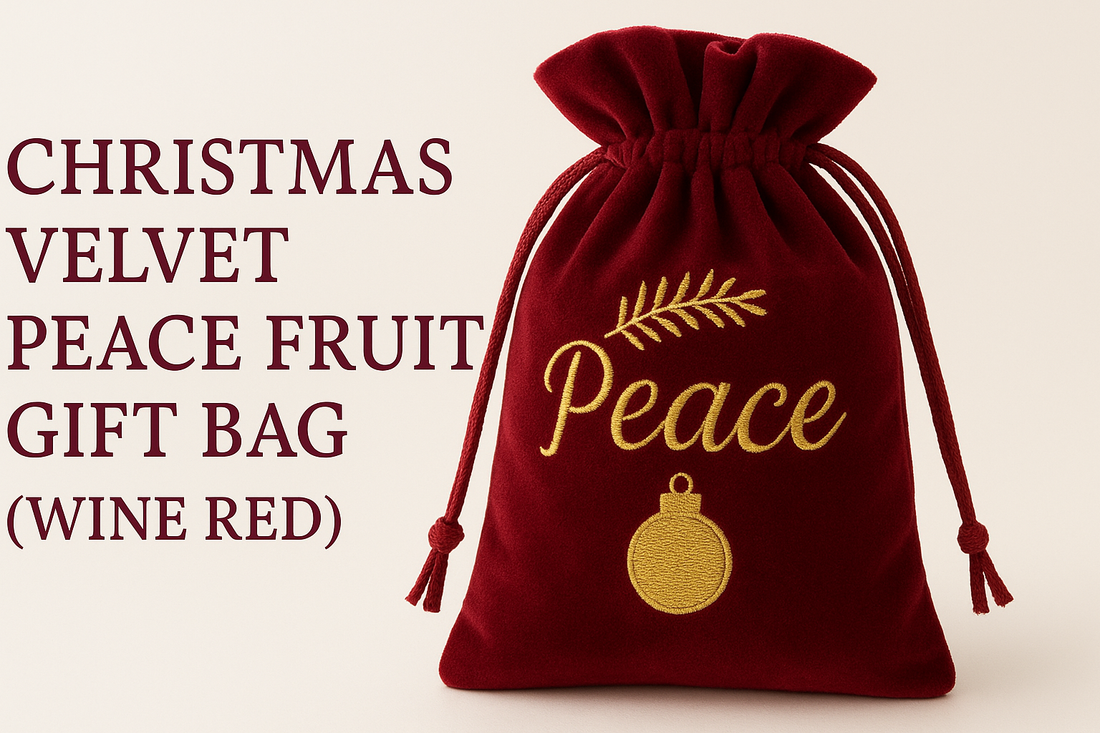 Elegant Festive Charm: Christmas Velvet Peace Fruit Gift Bag in Wine Red – The Perfect Touch for Holiday Gifting and Decoration