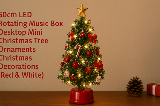Magical Holiday Glow: The 50cm LED Rotating Music Box Mini Christmas Tree That Brings Christmas to Life
