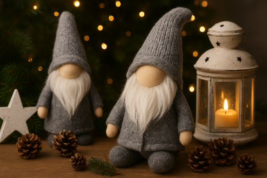 Silent Guardians of Christmas: The Enchanting Charm of Faceless Elderly Dolls with Grey Hats