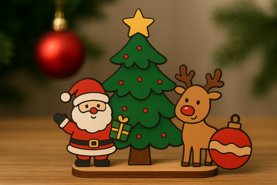 Treating Yourself to View with Cartoon Santa Claus on a Christmas Tree Ornament Wooden Decor Supplies (Christmas Ball)