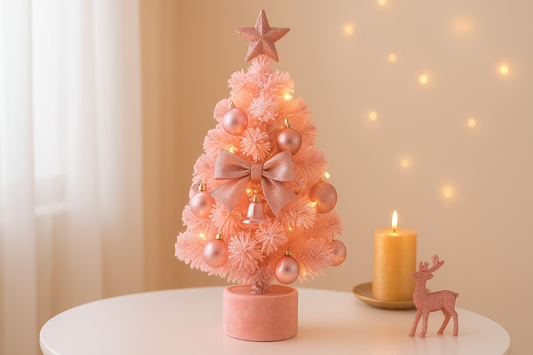 Blush of Christmas — The 40cm Mini Desktop Pink Christmas Tree That Brings Festive Elegance to Every Corner