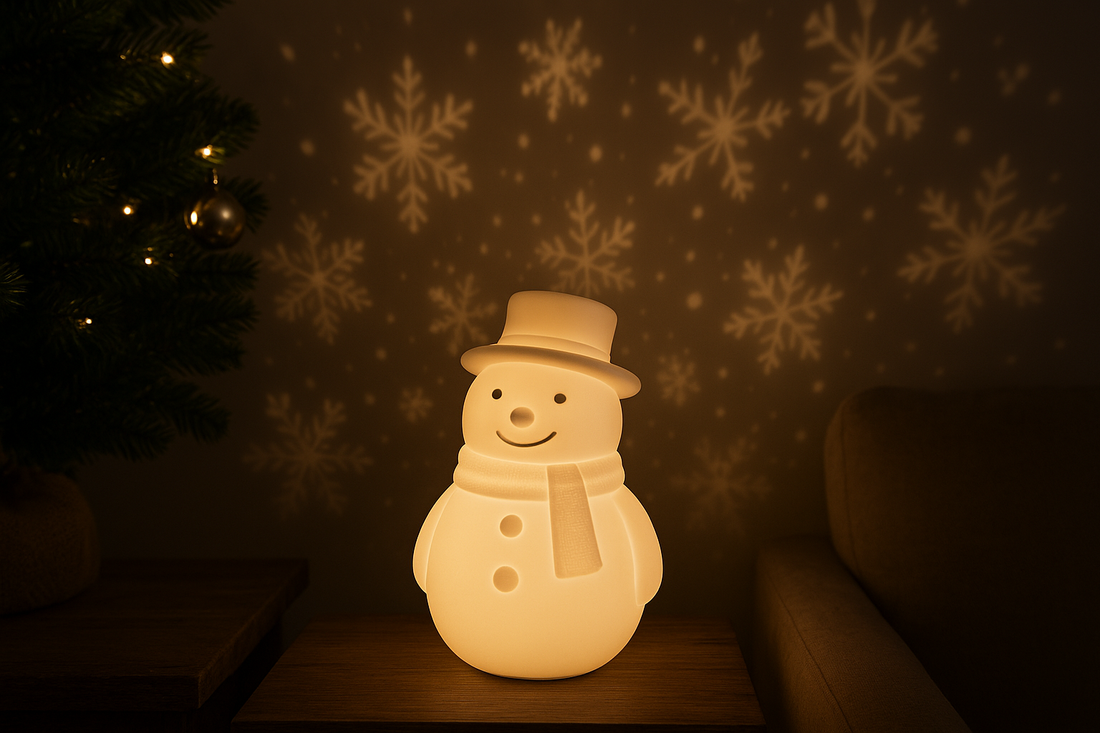 Enchanted Illumination — The K910 LED Christmas Snowman Decor Projection Lamp (White)