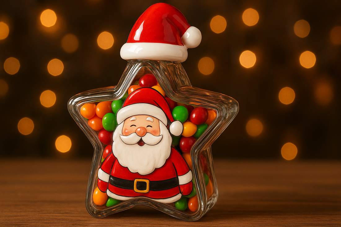 Star Shape Santa Claus Candy Jar Christmas Decoration – A Festive Treat Holder That Elevates Holiday Joy