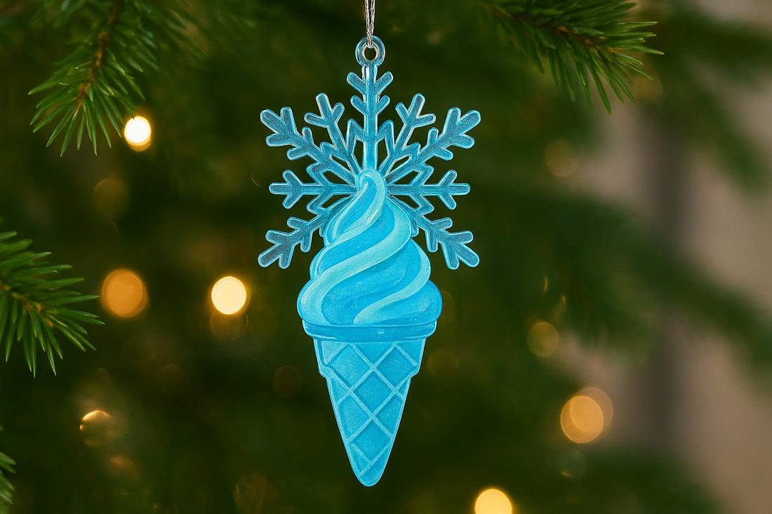 Acrylic Double Layer Snowflake Ice Cream Hanging Christmas Decoration Supplies (Blue) – A Frosty Fantasy for Your Holiday Décor