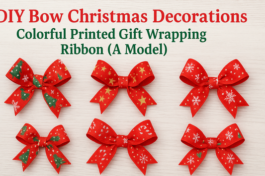 DIY Bow Christmas Decorations: The Beauty of Colorful Printed Gift Wrapping Ribbon (A Model)