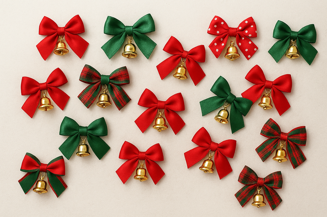 15 PCS Christmas Bows With Iron Bells: Random Style Delivery Wreath + Tree Decorations For A Perfect Holiday Setup