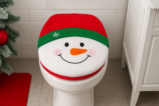Fancy Christmas Decoration Hat Snowman Toilet Lid Cover – A Festive Bathroom Makeover